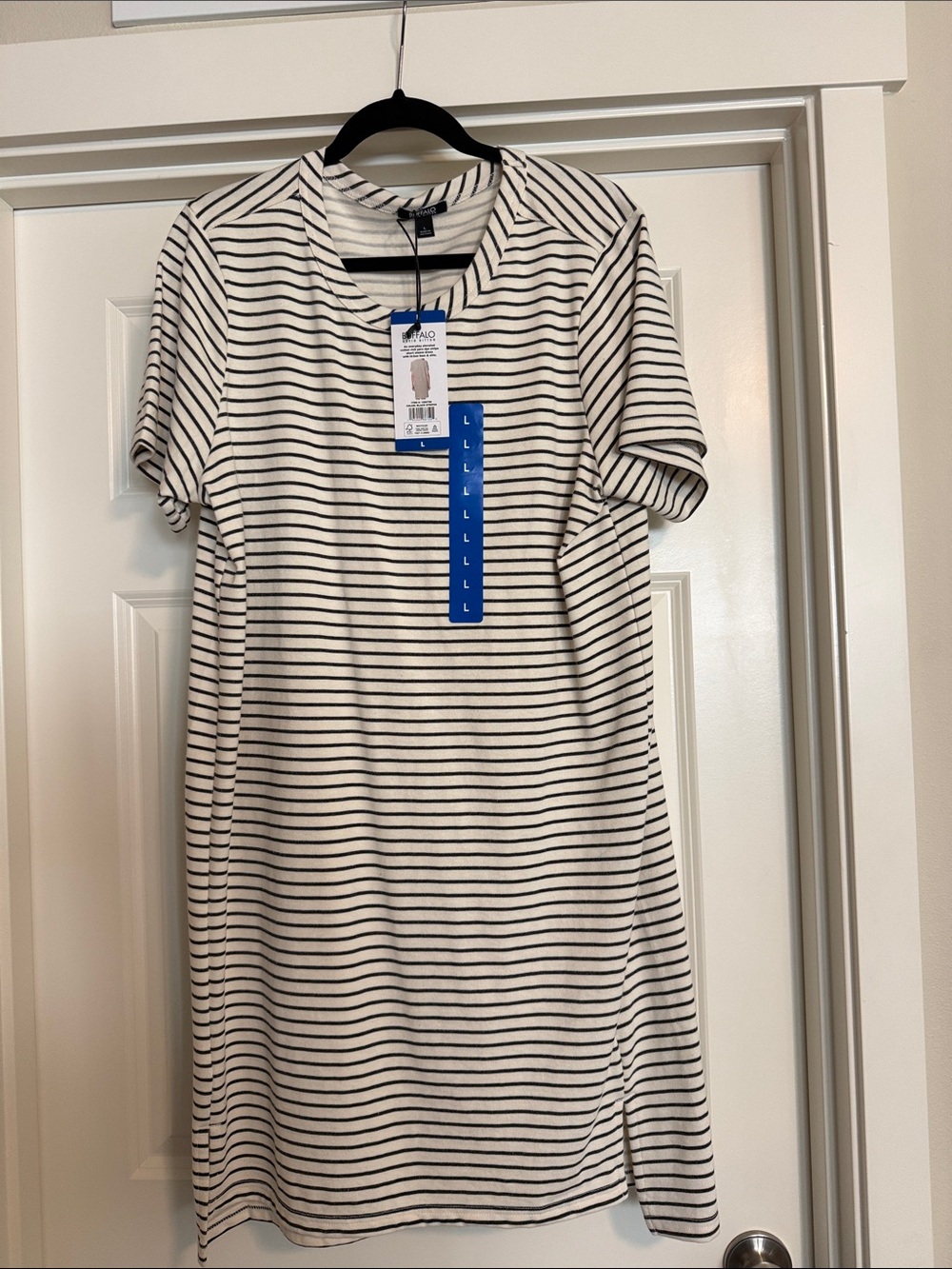 Buffalo David Bitton Black and White Striped Midi Dress